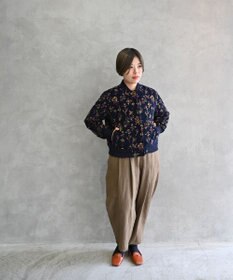 muuc 〈遠州織物の工場で織られた上質なコットンコーデュロイ生地〉裏地有り リブ袖 ショート丈 花刺繍ブルゾン（セットアップ可能）