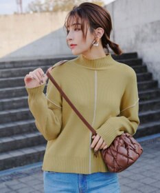 Tiaclasse L 【洗える】配色切り替えニットトップス