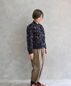 muuc 〈遠州織物の工場で織られた上質なコットンコーデュロイ生地〉裏地有り リブ袖 ショート丈 花刺繍ブルゾン（セットアップ可能）