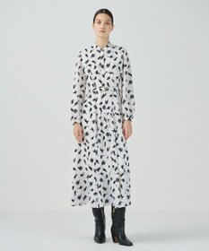 GRACE CONTINENTAL キャットプリントフライヨークワンピース