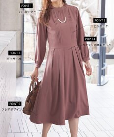 Tiaclasse 【洗える】ハイネックピンタックワンピース