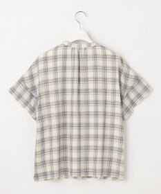 J.PRESS LADIES シアーストライプチェック フレンチスリーブ バンドカラー カットソー