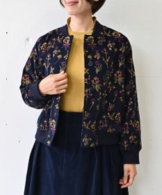 muuc 〈遠州織物の工場で織られた上質なコットンコーデュロイ生地〉裏地有り リブ袖 ショート丈 花刺繍ブルゾン（セットアップ可能）