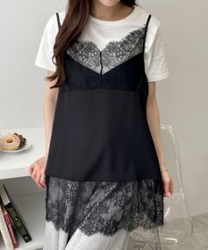 WEGO レース切替サテンキャミ