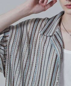 WEGO ストライプメッシュBIGシャツ（S）