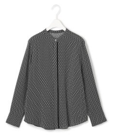 ICB L 【UVケア・速乾・洗える】BackSatinAmunzen バンドカラーブラウス