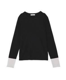 Green Parks アンチピリング袖配色ニットプルオーバー