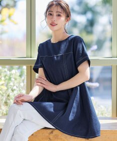 Tiaclasse 【洗える】デニムチュニックブラウス