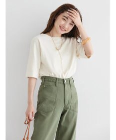 AMERICAN HOLIC ５分袖ボートネックカットプルオーバー