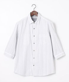 JOSEPH ABBOUD 【キングサイズ・1枚で2通りの着こなし】オーガニックコットンリバーシブル 七分袖シャツ