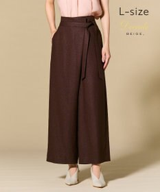 BEIGE， 【L-size】CAROLE / リネンライクラップワイドパンツ