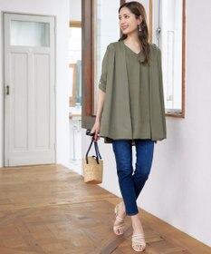 Tiaclasse フレアスリーブチュニックブラウス