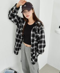 WEGO 【25年秋冬新作】チェックフードBIGネルシャツ