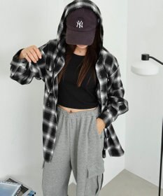 WEGO 【25年秋冬新作】チェックフードBIGネルシャツ