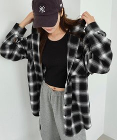 WEGO 【25年秋冬新作】チェックフードBIGネルシャツ