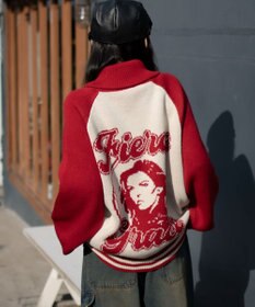 WEGO 【ユニセックス着用ITEM】グラフィックZIPニットブルゾン