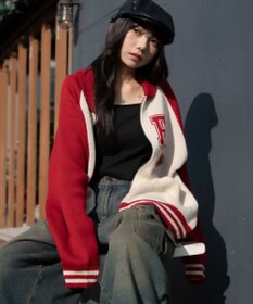 WEGO 【ユニセックス着用ITEM】グラフィックZIPニットブルゾン