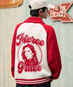 WEGO 【ユニセックス着用ITEM】グラフィックZIPニットブルゾン