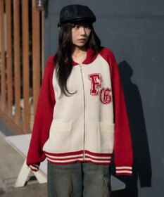 WEGO 【ユニセックス着用ITEM】グラフィックZIPニットブルゾン