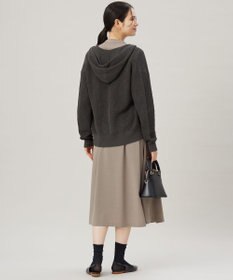 自由区 【洗える】リネンミドルゲージフーディ ニット