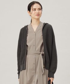 自由区 S 【洗える】リネンミドルゲージフーディ ニット