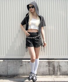 WEGO 【セットアップ対応】サイドドロストスウェットショートパンツ