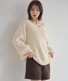 earth music&ecology 【毛玉防止 / 洗濯機洗い可】アンチピリングクロスネックルーズニット
