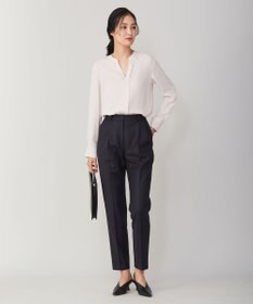 ICB 【人気のため新柄追加・洗える】Back Satin Amunzen キーネック長袖ブラウス