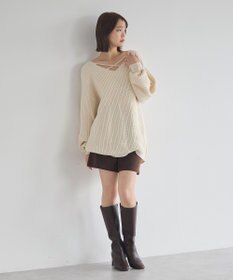 earth music&ecology 【毛玉防止 / 洗濯機洗い可】アンチピリングクロスネックルーズニット