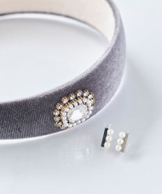 Phoebe <オンワード限定セット>パール&バーライトフィットイヤリング×クラッシービジューカチューシャ シルバー