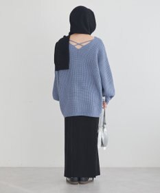 earth music&ecology 【毛玉防止 / 洗濯機洗い可】アンチピリングクロスネックルーズニット