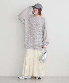 earth music&ecology 【毛玉防止 / 洗濯機洗い可】アンチピリングクロスネックルーズニット