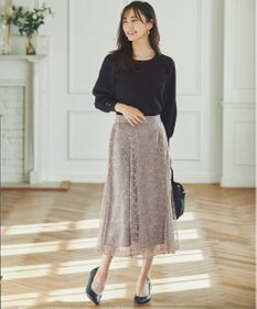 ANY SIS 【洗える】ラインフラワーエンブロイダリー スカート