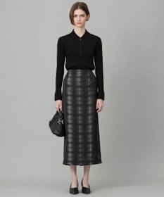 ICB 【洗える】シャイニーオンブレーチェック ストレートスカート