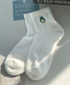 WEGO アニマル刺繍アンクル底パイルソックス