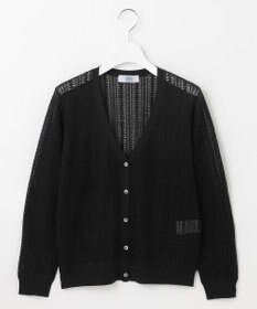 J.PRESS LADIES L 【洗える・抗菌防臭】コットンアセテート Vネック レーシー カーディガン