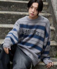 WEGO 【ユニセックス着用ITEM】アゼアミボーダーニットプルオーバー