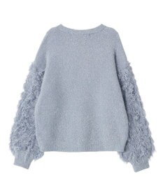 YECCA VECCA ラメフェザー袖フリンジニット