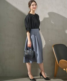 組曲 L 【WEB限定】ボーダージャガード タック袖ブラウス