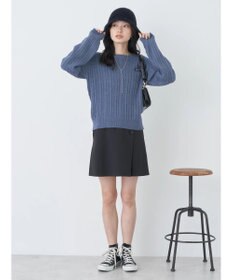 earth music&ecology 刺繍入りケーブルニットプルオーバー