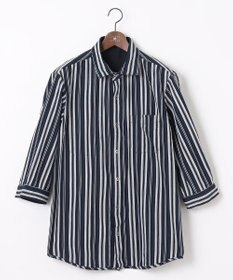 JOSEPH ABBOUD 【キングサイズ・1枚で2通りの着こなし】オーガニックコットンリバーシブル 七分袖シャツ