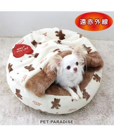 PET PARADISE ペットパラダイス 丸型寝袋 遠赤外線 《くまちゃん柄》 50cm
