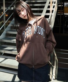 WEGO 【25年秋冬新作/ユニセックス着用ITEM/SMLサイズ展開】グラフィックロゴダブルZIPパーカー