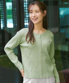 Tiaclasse ワンポイント刺繍ケーブルカーディガン