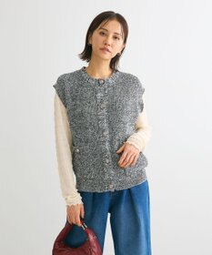 Green Parks シルバーボタンクルーネックベスト