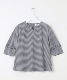 J.PRESS LADIES L 【洗える】アセVis ギンガム ボリュームスリーブ ブラウス