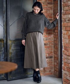 ANY 【ウエストゴム】スエードフレアスカート