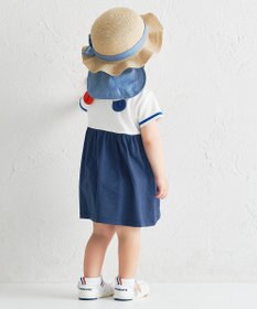 MIKI HOUSE HOT BISCUITS 【48-54cm】 麦わら風 リボン付きハット