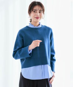 ANY SIS リブポイント ニット ダルブルー