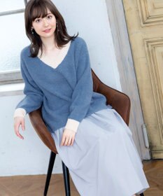 Tiaclasse L 【洗える】表情豊かなメランジニットVネックトップス